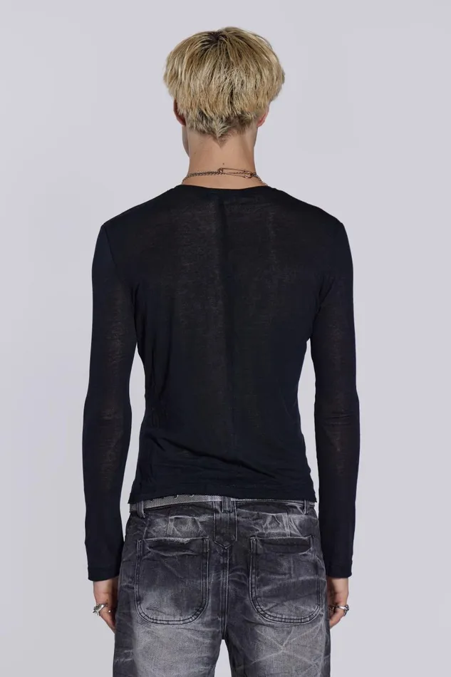 Jaded London Black Mist Long Sleeve Men Basics