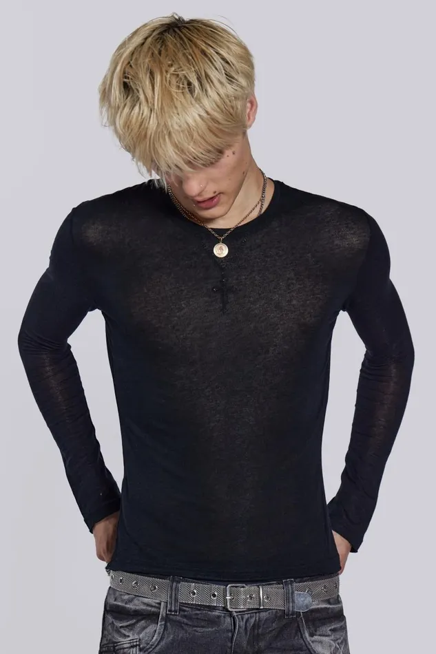 Jaded London Black Mist Long Sleeve Men Basics