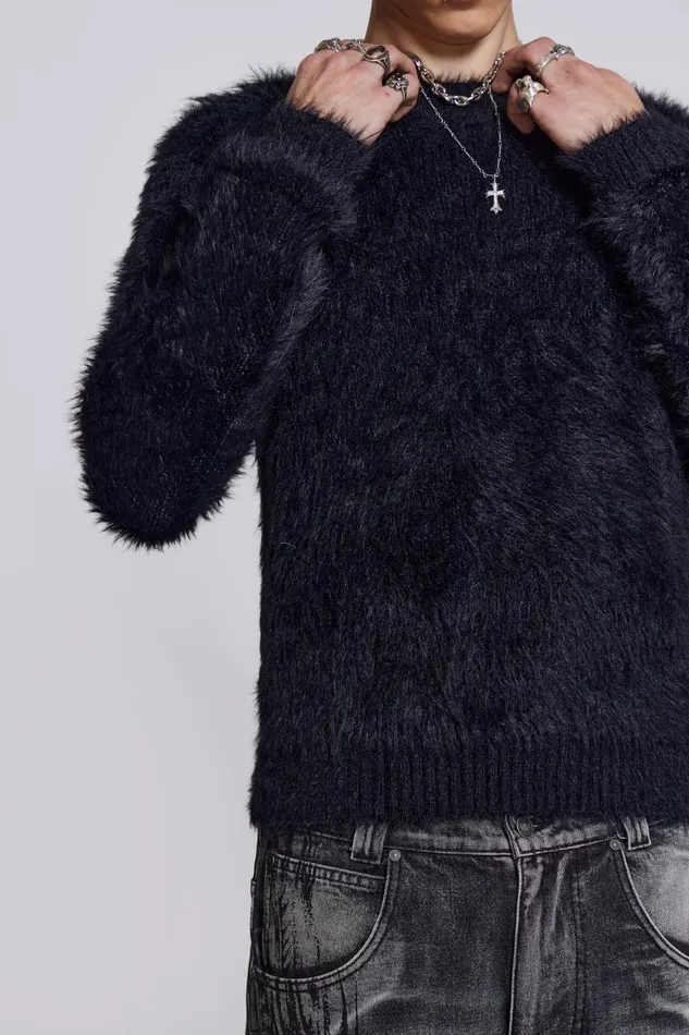 Jaded London Black Ominous Knit Jumper Men Knitwear