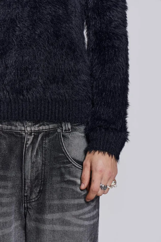 Jaded London Black Ominous Knit Jumper Men Knitwear
