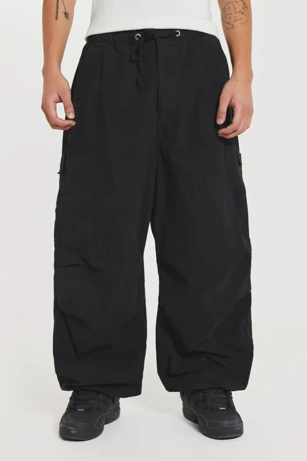 Jaded London Black Parachute Cargo Pants Men Parachute Pants
