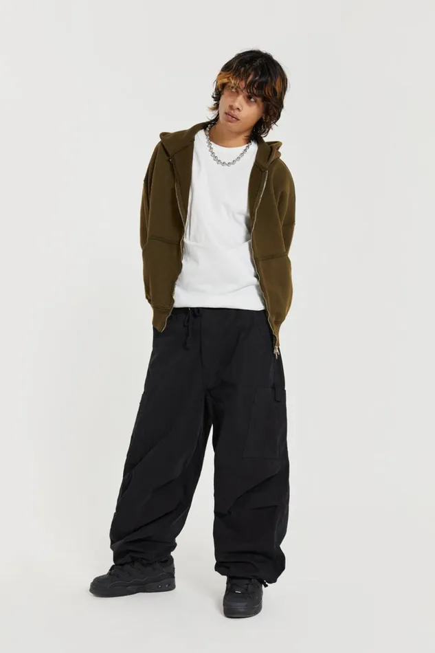 Jaded London Black Parachute Cargo Pants Men Parachute Pants