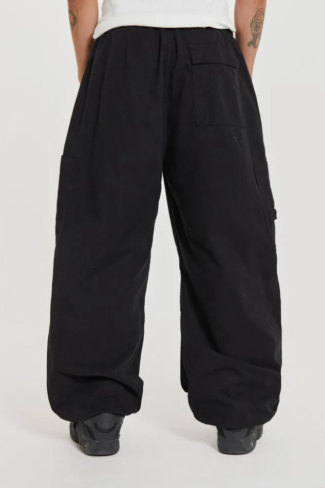 Jaded London Black Parachute Cargo Pants Men Parachute Pants