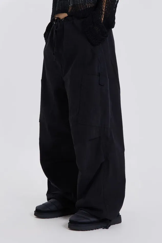 Jaded London Black Parachute Cargo Pants Women Trousers and Pants
