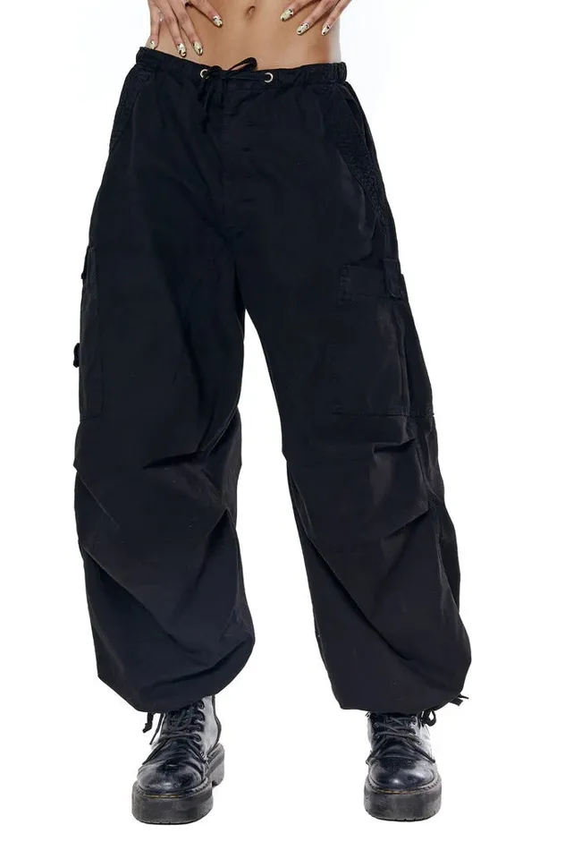 Jaded London Black Parachute Cargo Pants Women Trousers and Pants