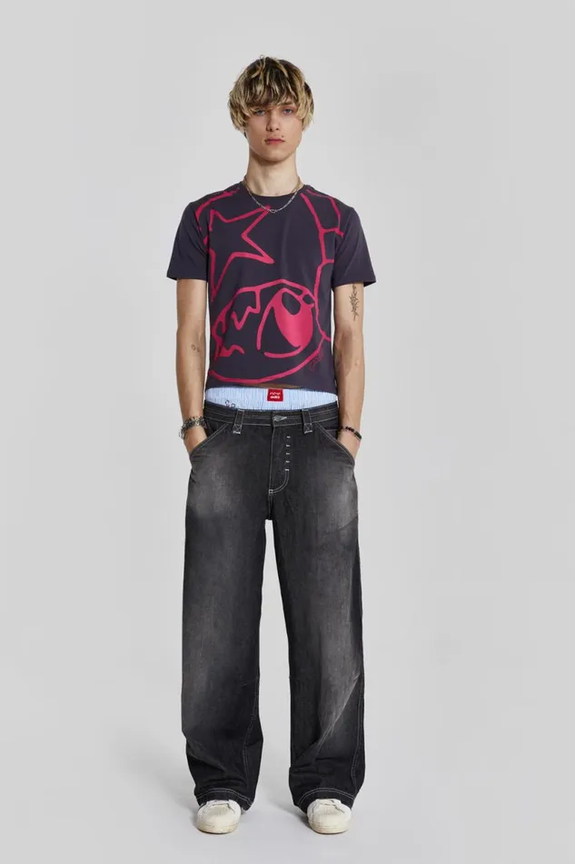 Jaded London Black Poster Graphic Cropped Tshirt Men TShirts and Vests