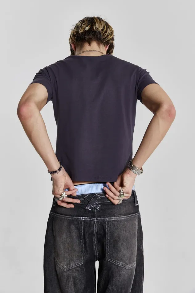 Jaded London Black Poster Graphic Cropped Tshirt Men TShirts and Vests