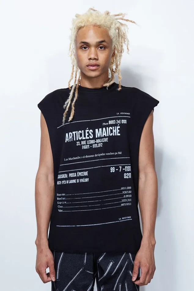 Jaded London Black Receipt Print Vest Men TShirts and Vests