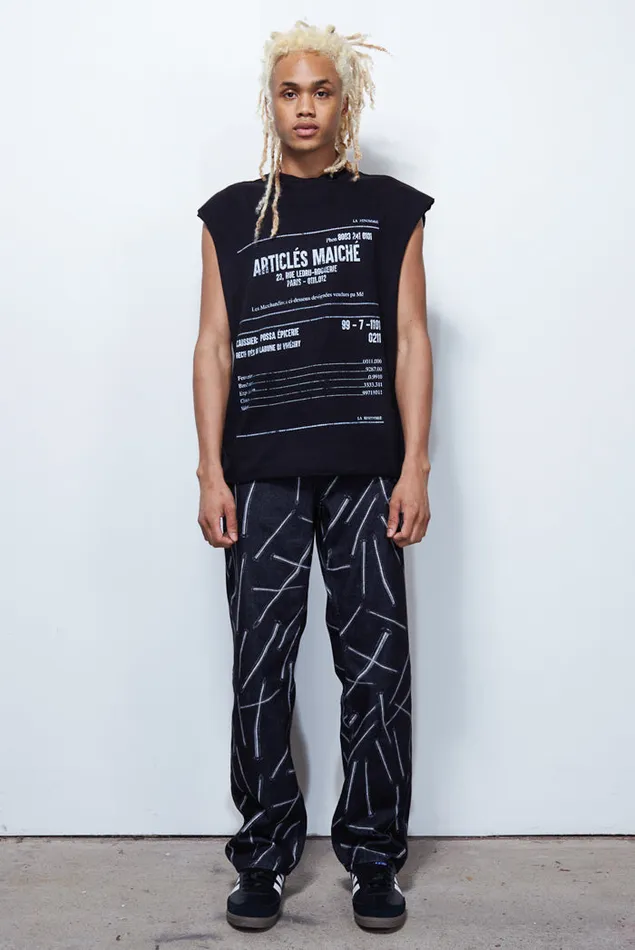 Jaded London Black Receipt Print Vest Men TShirts and Vests
