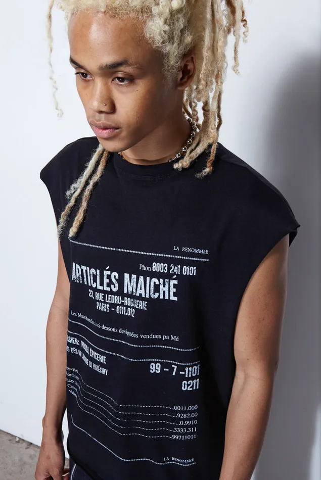 Jaded London Black Receipt Print Vest Men TShirts and Vests