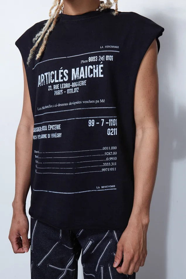 Jaded London Black Receipt Print Vest Men TShirts and Vests