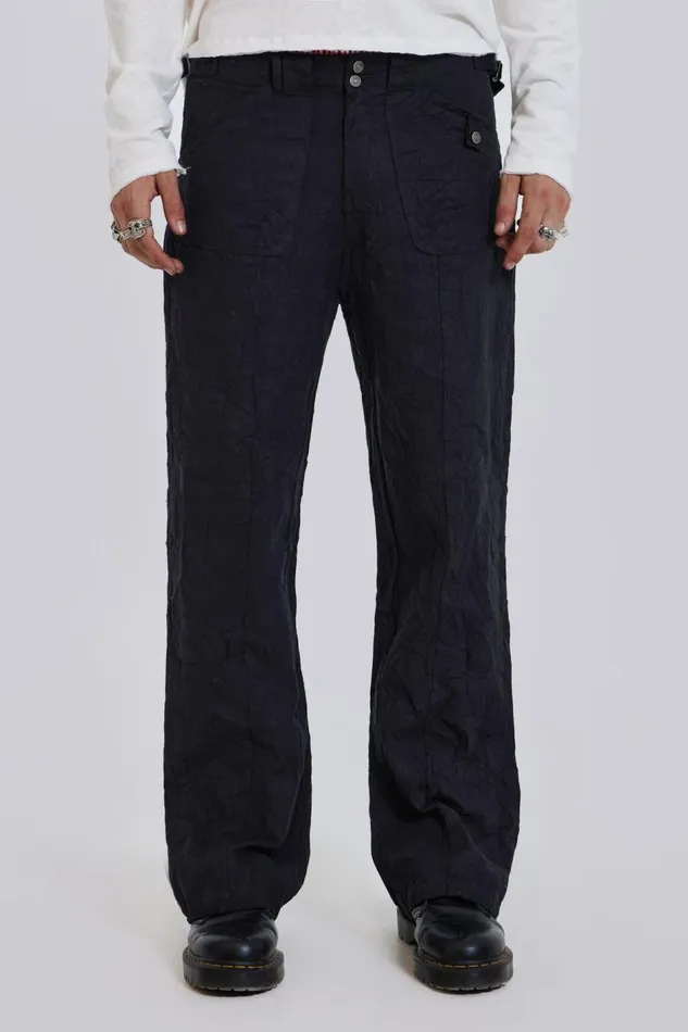 Jaded London Black Straight Leg Cargo Trousers Men Cargo Pants