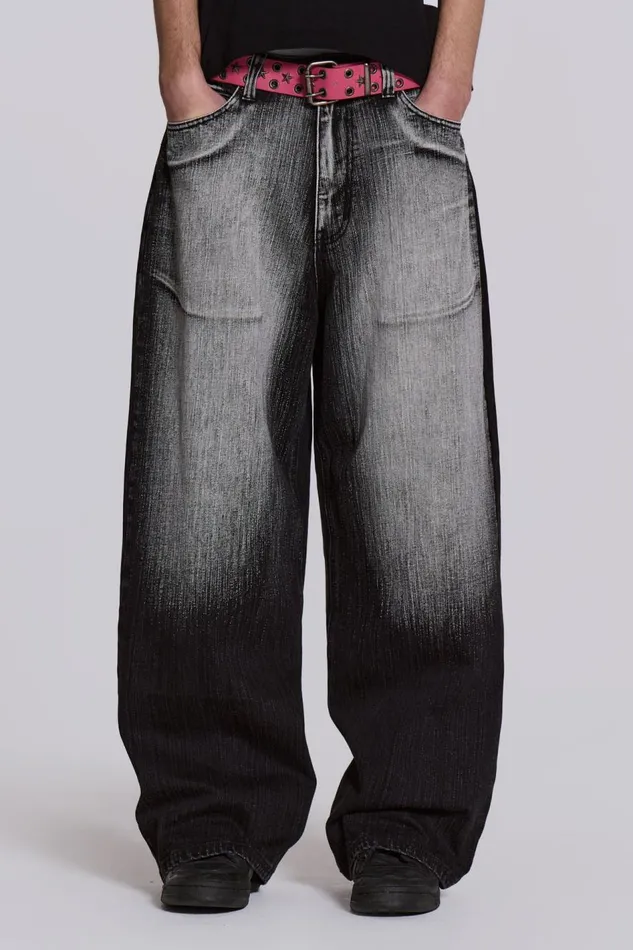 Jaded London Black White Wash XL Colossus Jeans Men Colossus Jeans