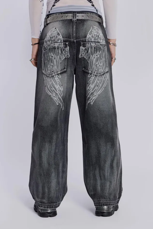 Jaded London Black Wing Low Rise Colossus Jeans Women Jeans