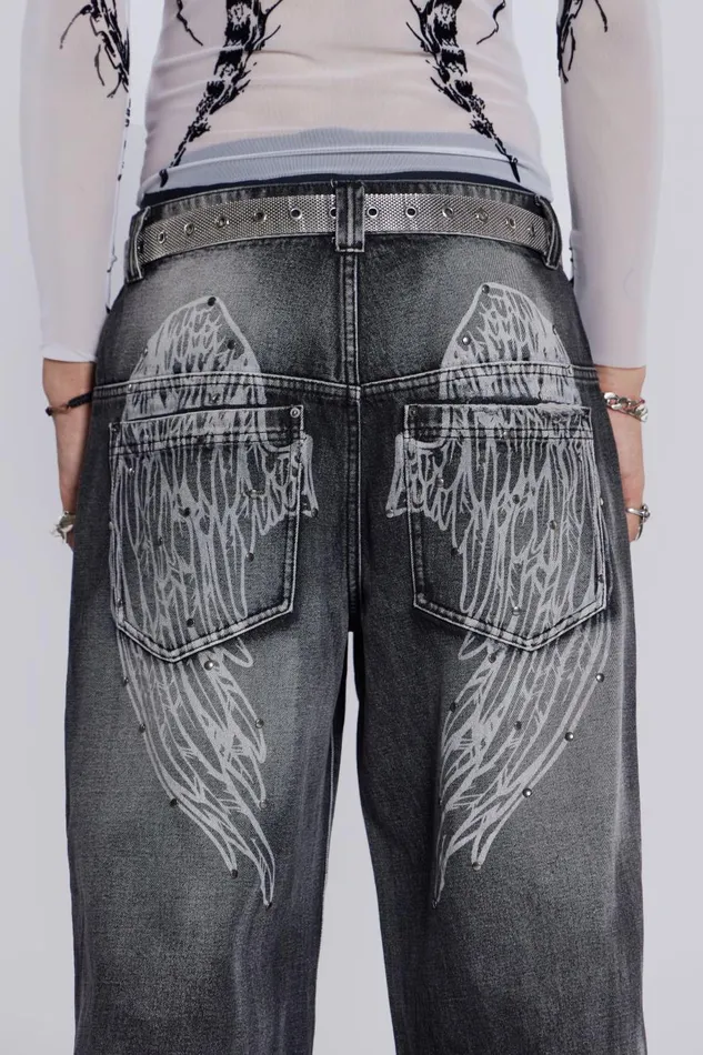 Jaded London Black Wing Low Rise Colossus Jeans Women Jeans
