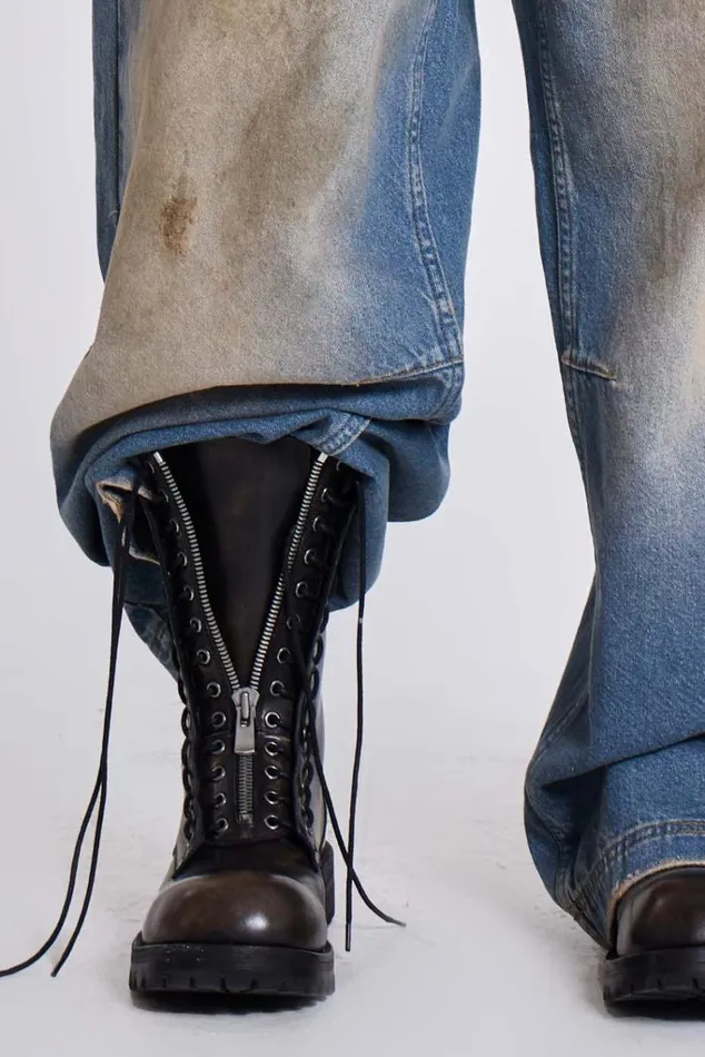 Jaded London Black Zip Biker Boots Men Footwear