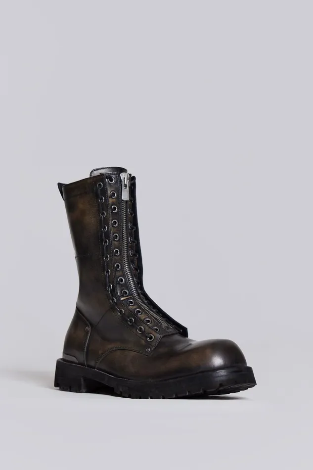 Jaded London Black Zip Biker Boots Men Footwear