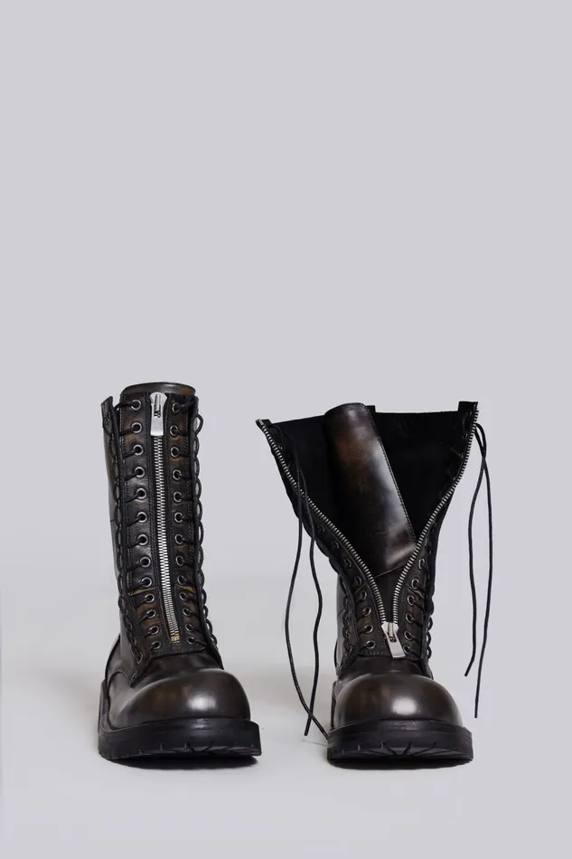 Jaded London Black Zip Biker Boots Men Footwear