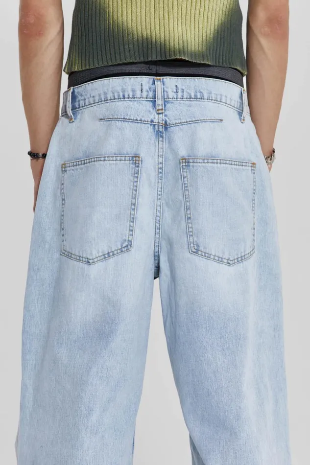 Jaded London Bleached Blue Colossus Flare Jeans Men Bootcut Jeans