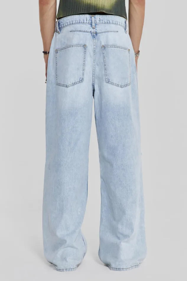 Jaded London Bleached Blue Colossus Flare Jeans Men Bootcut Jeans