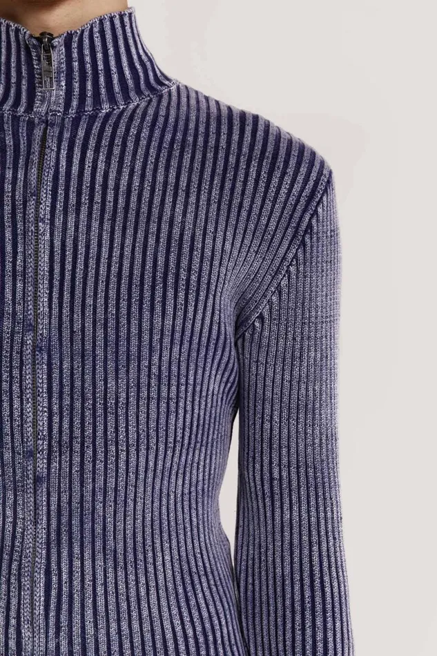 Jaded London Blue Acid Rib Knit Track Top Men Knitwear