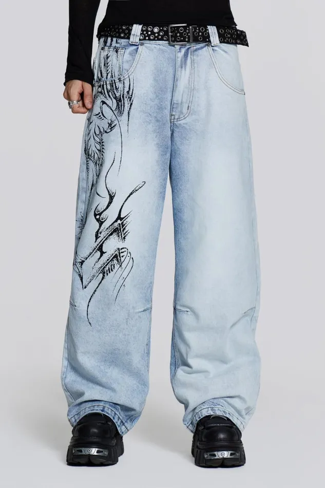 Jaded London Blue Acid Wash Colossus Jean Men Colossus Jeans