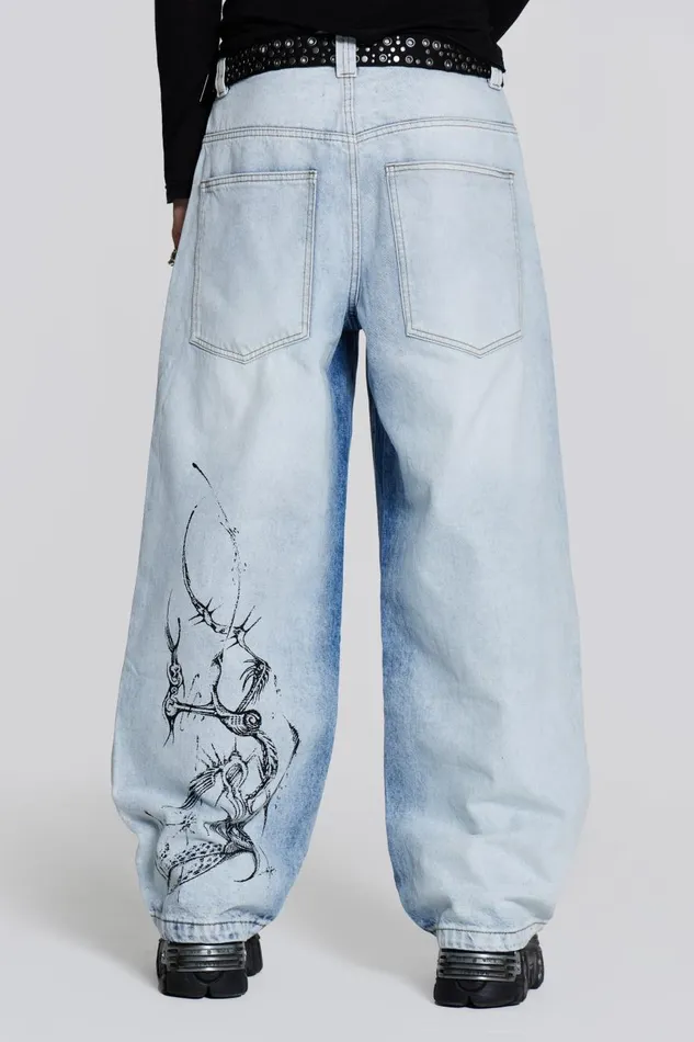 Jaded London Blue Acid Wash Colossus Jean Men Colossus Jeans