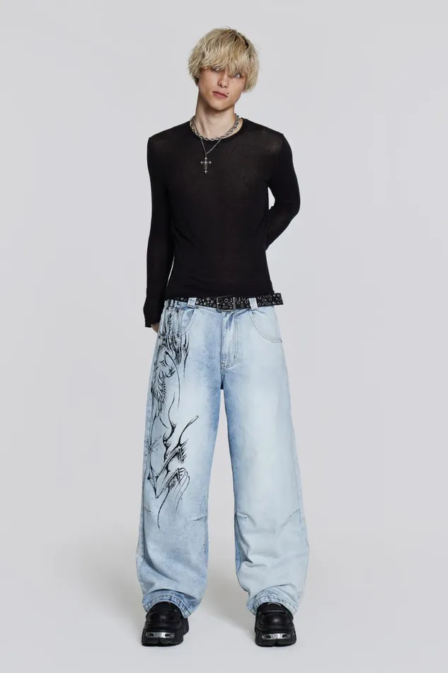 Jaded London Blue Acid Wash Colossus Jean Men Colossus Jeans