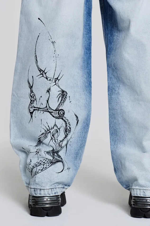 Jaded London Blue Acid Wash Colossus Jean Men Colossus Jeans