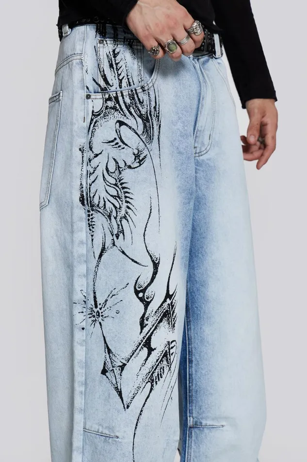 Jaded London Blue Acid Wash Colossus Jean Men Colossus Jeans