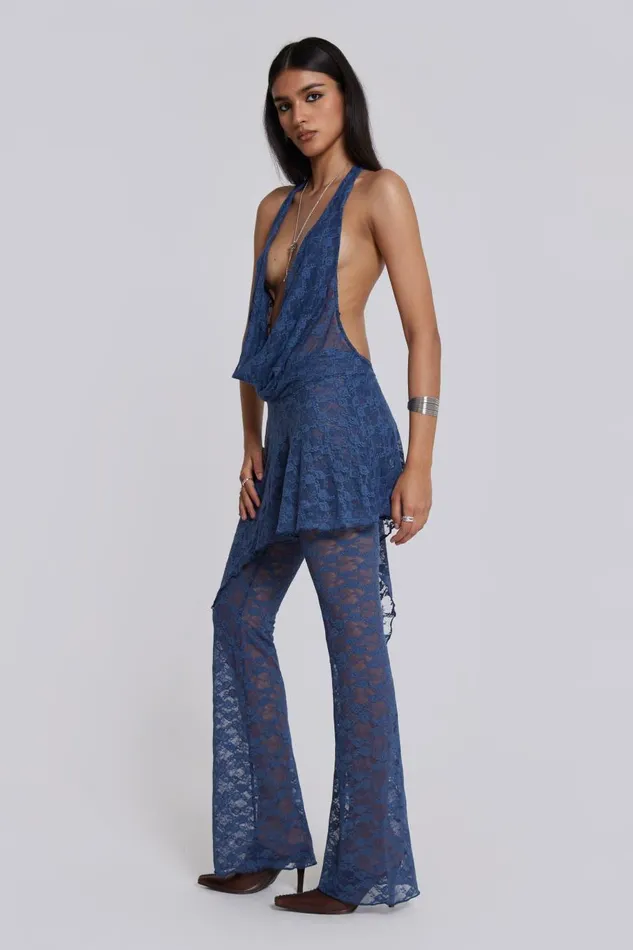 Jaded London Blue Riva Lace Coord Set Women Mini Dresses