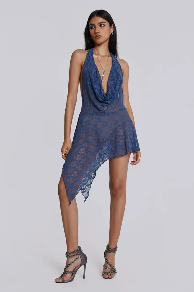 Jaded London Blue Riva Lace Coord Set Women Mini Dresses