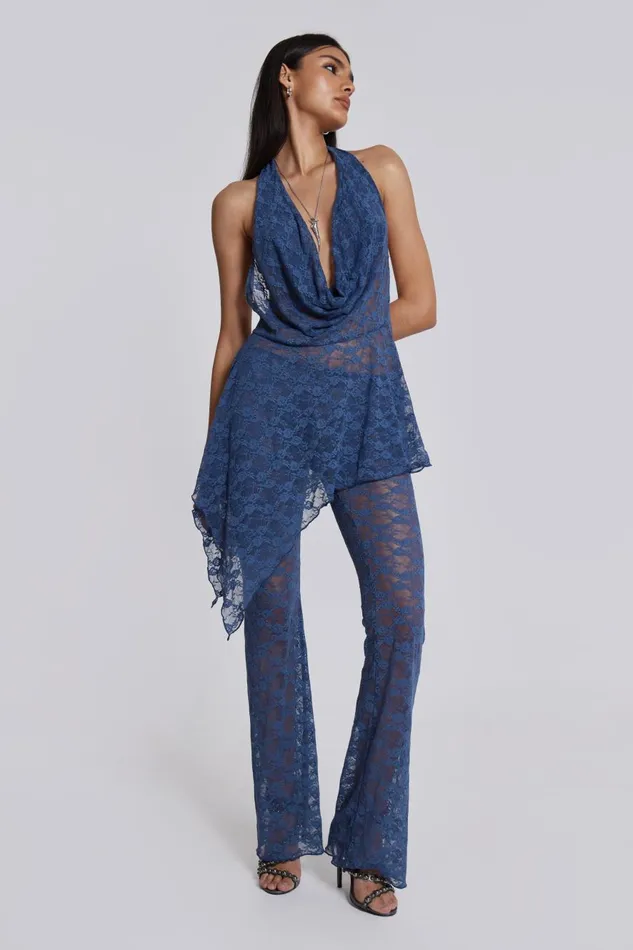 Jaded London Blue Riva Lace Coord Set Women Mini Dresses