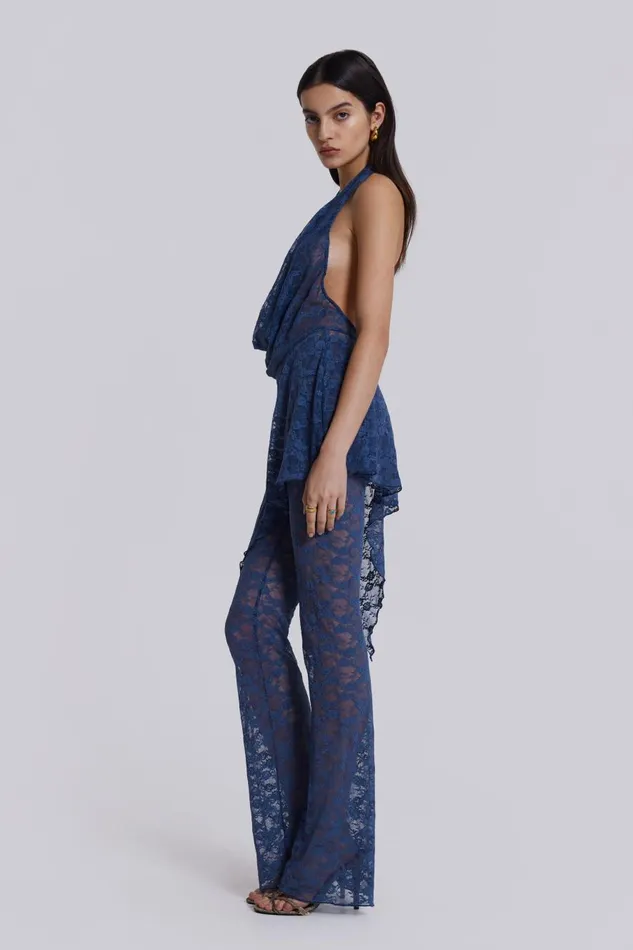 Jaded London Blue Riva Lace Coord Set Women Mini Dresses
