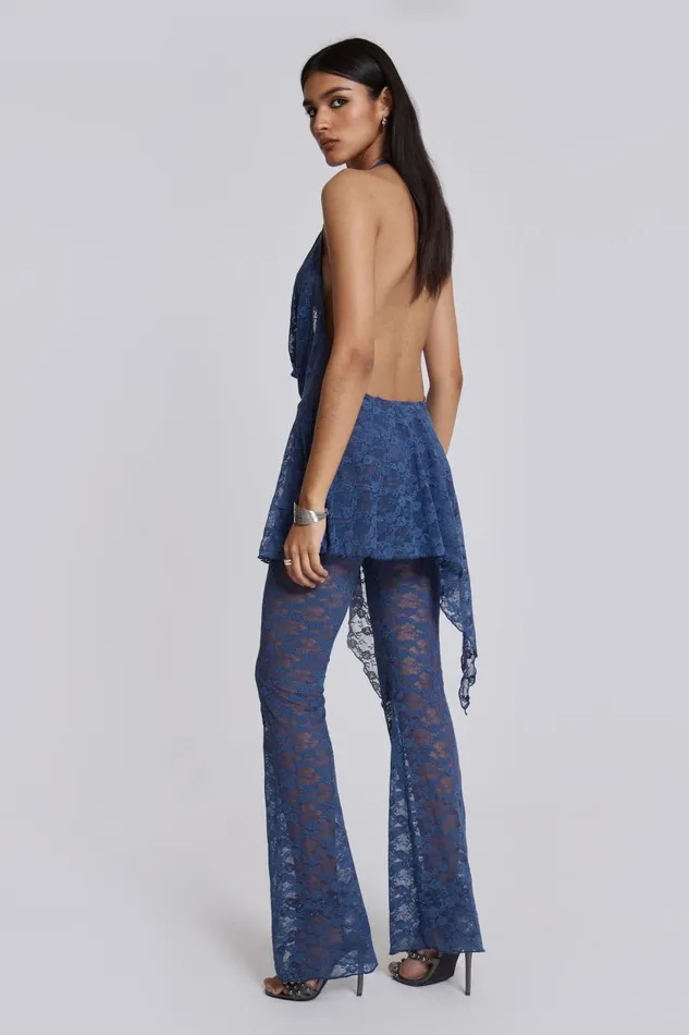 Jaded London Blue Riva Lace Coord Set Women Mini Dresses