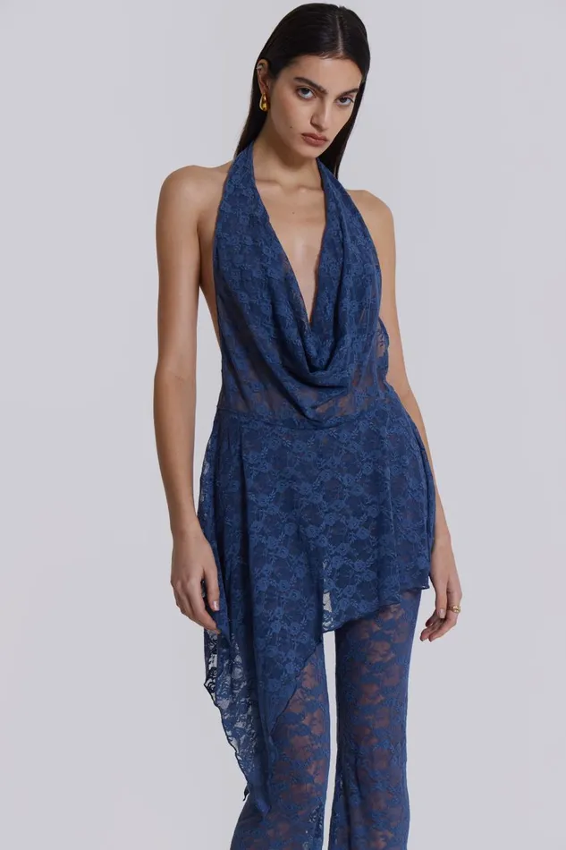 Jaded London Blue Riva Lace Coord Set Women Mini Dresses