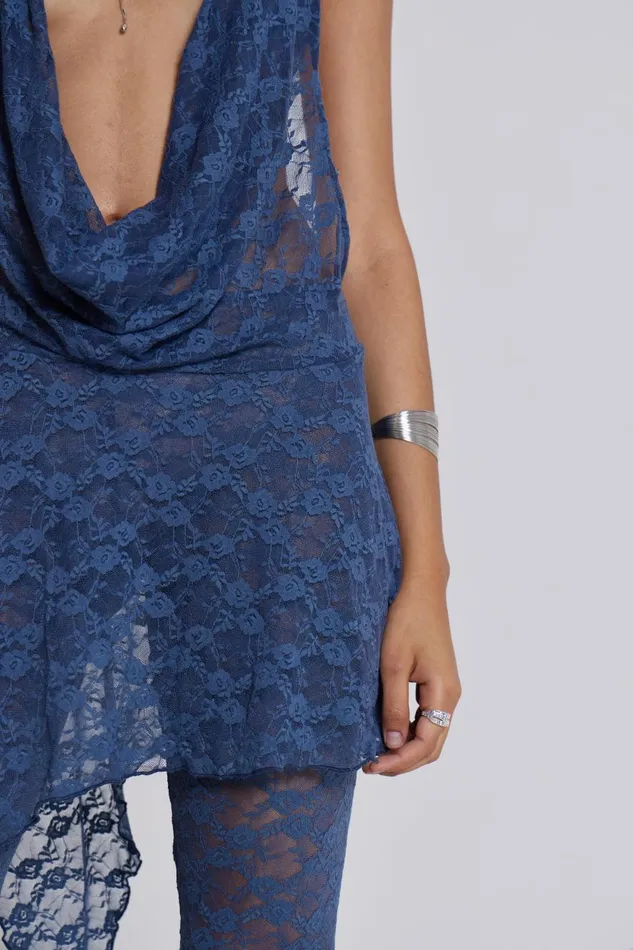 Jaded London Blue Riva Lace Coord Set Women Mini Dresses