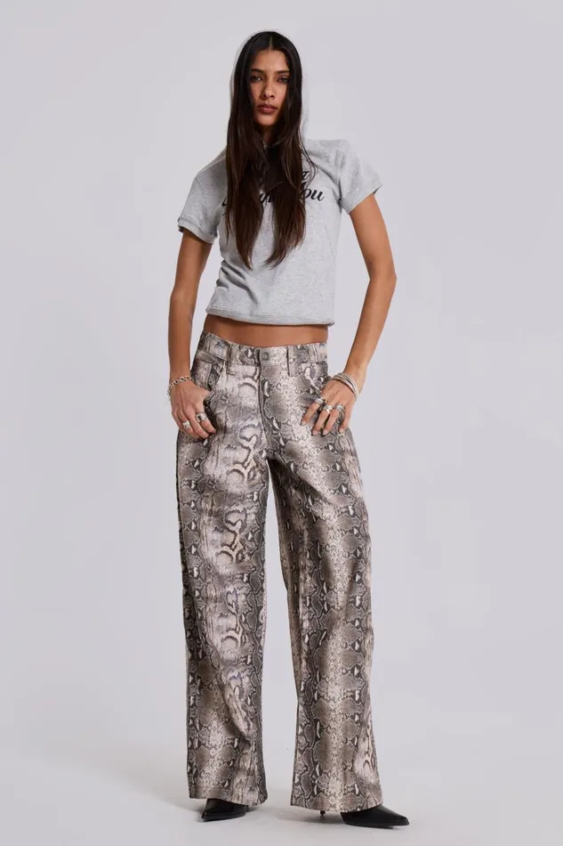 Jaded London Boa Snake Print Colossus Jeans Women Baggy Jeans