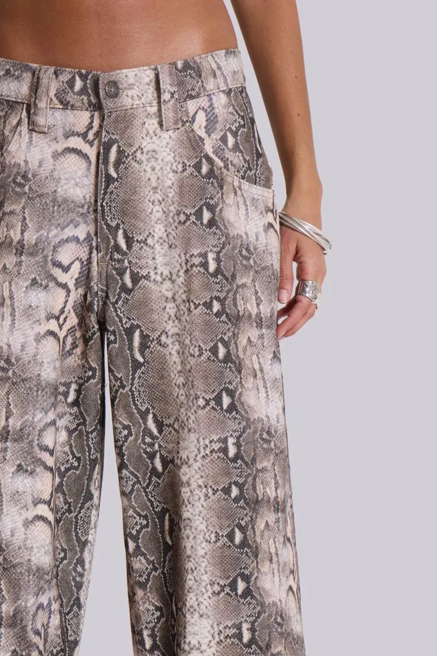 Jaded London Boa Snake Print Colossus Jeans Women Baggy Jeans