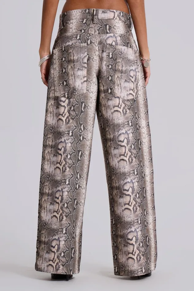 Jaded London Boa Snake Print Colossus Jeans Women Baggy Jeans