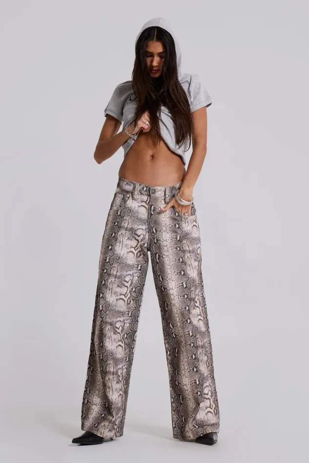 Jaded London Boa Snake Print Colossus Jeans Women Baggy Jeans