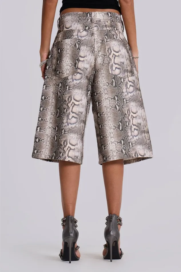 Jaded London Boa Snake Print Colossus Jorts Women Jeans