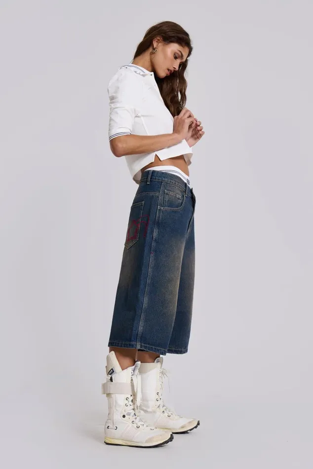 Jaded London Bronx Jumbo Fit Denim Jorts Women Shorts and Jorts