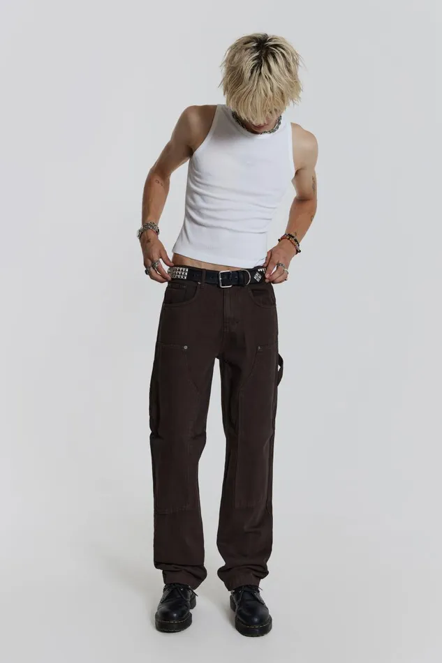 Jaded London Brown Carpenter Jeans In Relaxed Fit Men Baggy Jeans Jaded London Brown Carpenter Jeans In Relaxed Fit Men Baggy Jeans