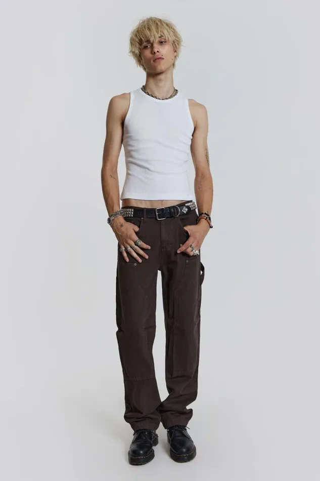 Jaded London Brown Carpenter Jeans In Relaxed Fit Men Baggy Jeans Jaded London Brown Carpenter Jeans In Relaxed Fit Men Baggy Jeans