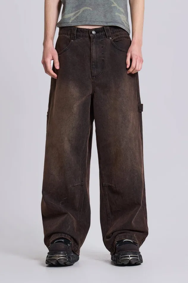 Jaded London Brown Extreme Baggy Carpenter Jeans Men Colossus Jeans