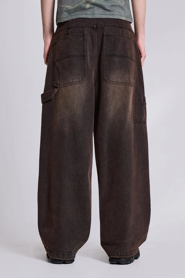 Jaded London Brown Extreme Baggy Carpenter Jeans Men Colossus Jeans