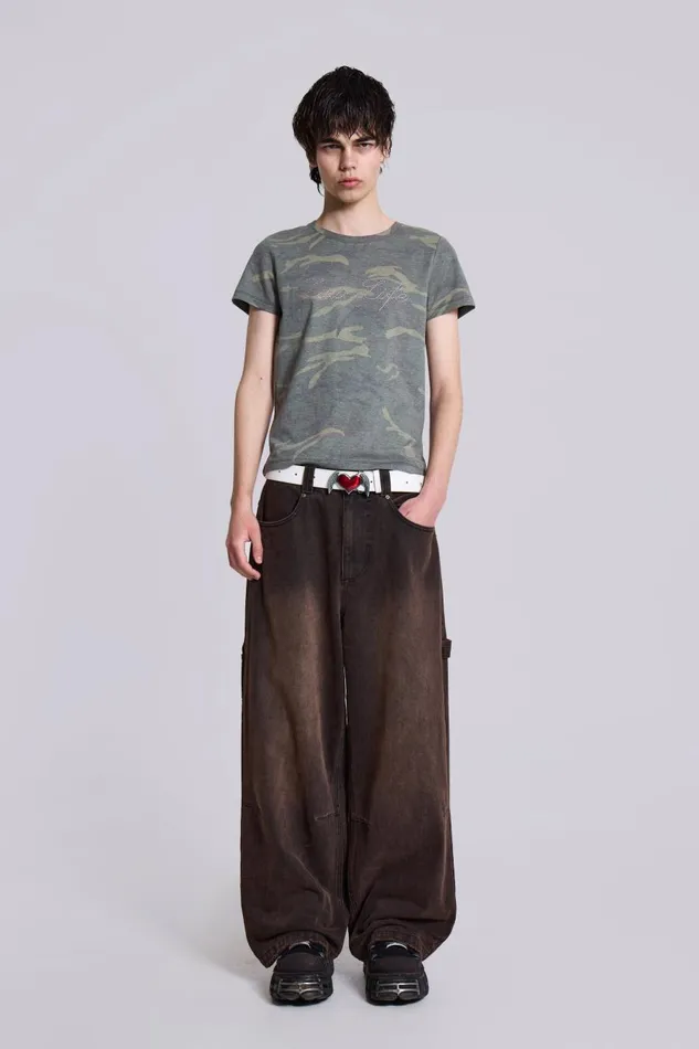 Jaded London Brown Extreme Baggy Carpenter Jeans Men Colossus Jeans