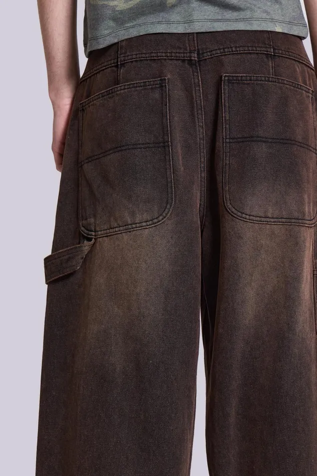 Jaded London Brown Extreme Baggy Carpenter Jeans Men Colossus Jeans