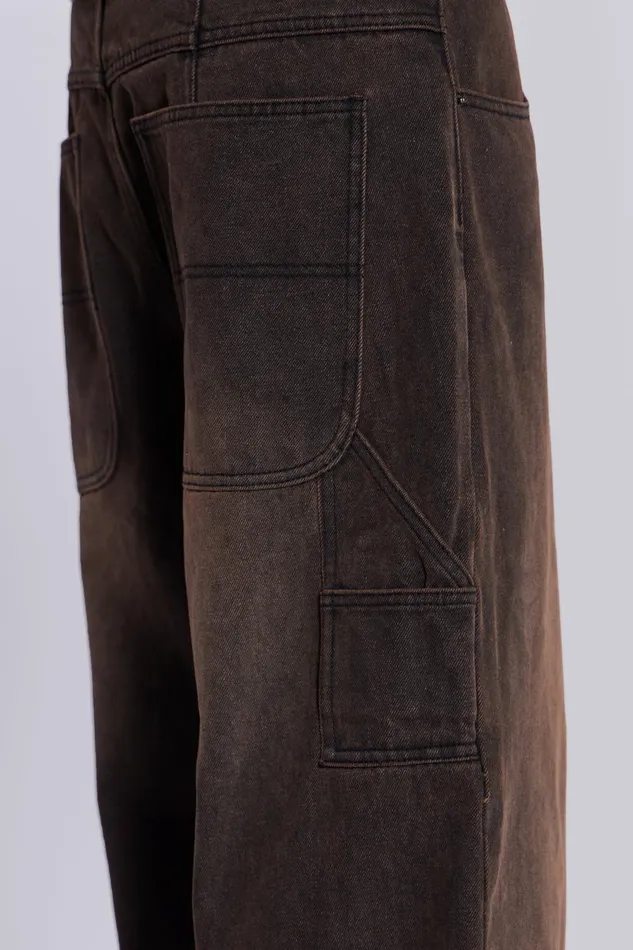 Jaded London Brown Extreme Baggy Carpenter Jeans Men Colossus Jeans